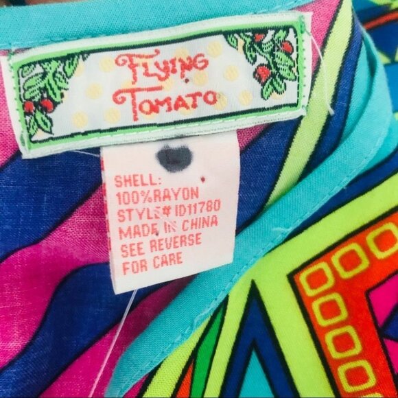 Flying Tomato  multicolour printed Pattern sleeveless Mini dress Women size S - Picture 16 of 16